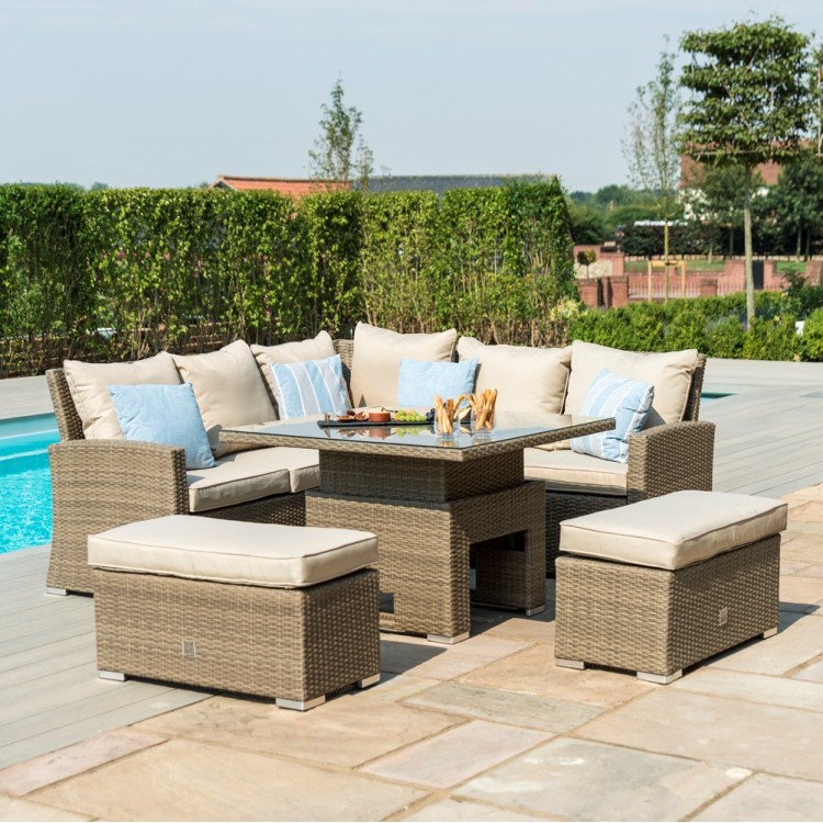 Maze rattan richmond corner sales bench set with rising table
